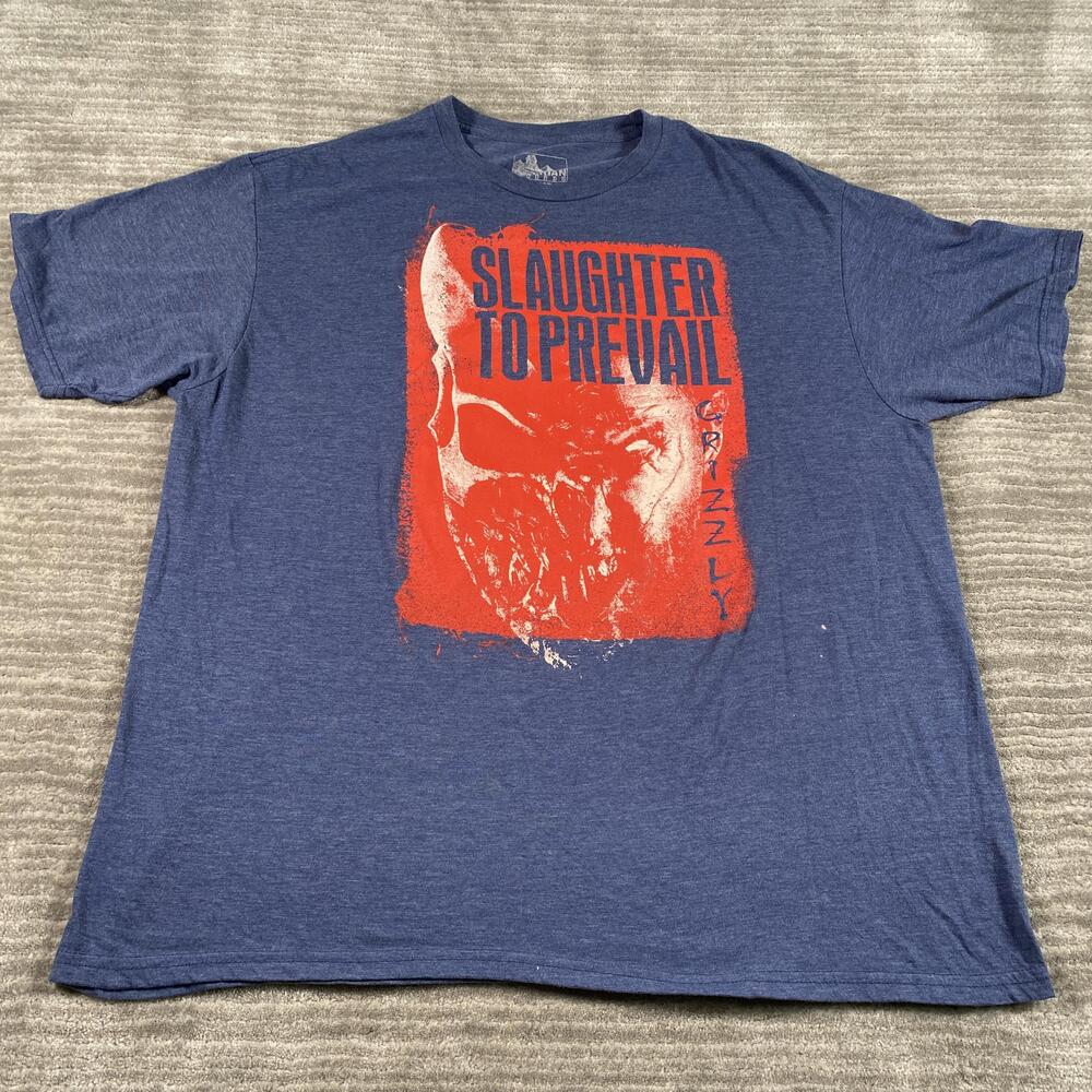 Slaughter To Prevail Shirt Mens XL Blue Grizzly Skull Graphic Horror Band Tee
